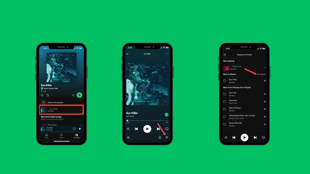 How to clear queue on spotify android